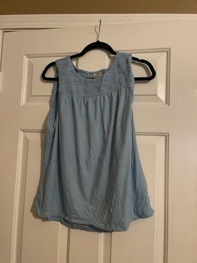 St. John's Bay Light Blue Smocked Yoke Tank Top